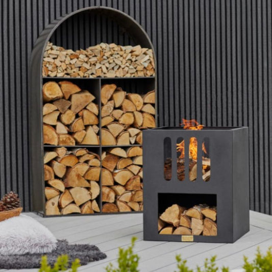 Archway Sculptural Log Storage Natural Black 