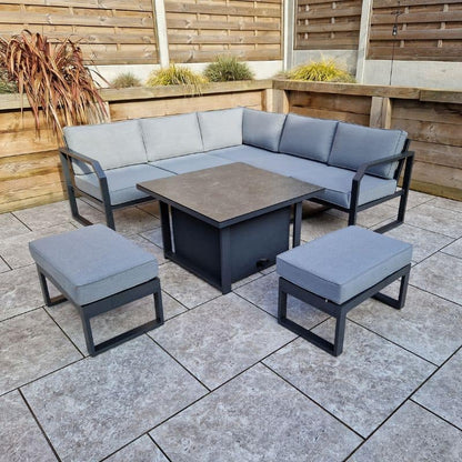 Alarna Square Corner Outdoor Sofa With Gas Lift Table & 2 Benches
