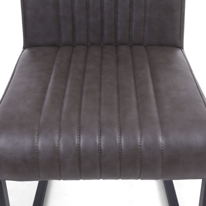 Archer Cantilever Leather Effect Grey Dining Chair set of 2