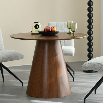 Claremont Dining Table Round Walnut & 4 Marisa Natural Dining Chair Set
