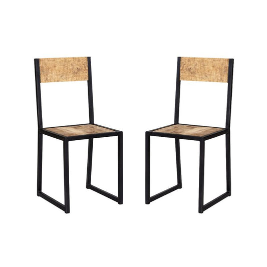 Cosmo Industrial Metal & Wood Dining Chair Set of 2 