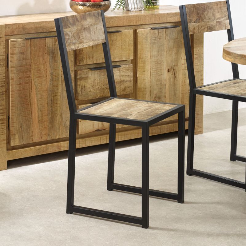 Cosmo Industrial Metal & Wood Dining Chair Set of 2