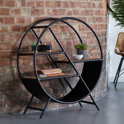 Cosmo Industrial Round Open Bookcase