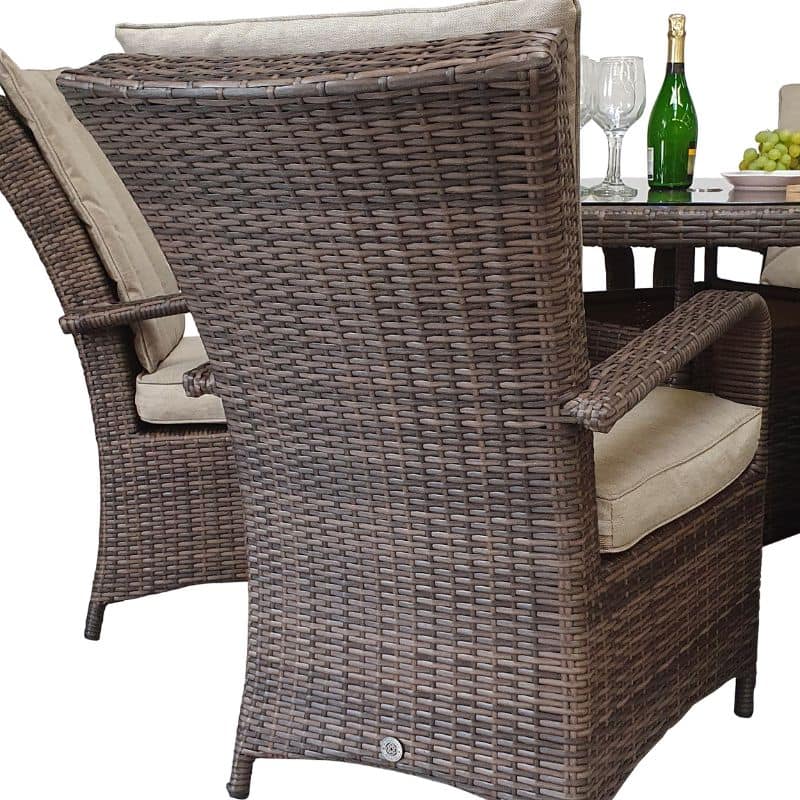 Florence Outdoor 6 Seat Round Dining Table in Brown