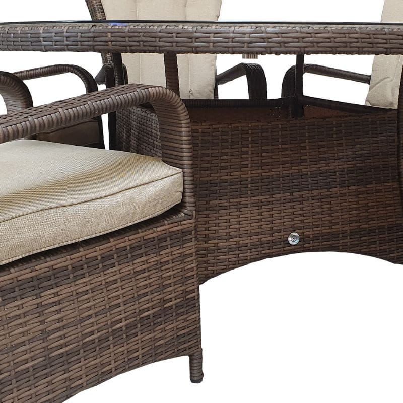 Florence Outdoor 6 Seat Round Dining Table in Brown