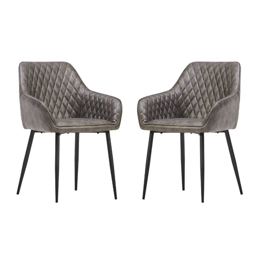 Grey Dining Chair Faux Leather Set of 2