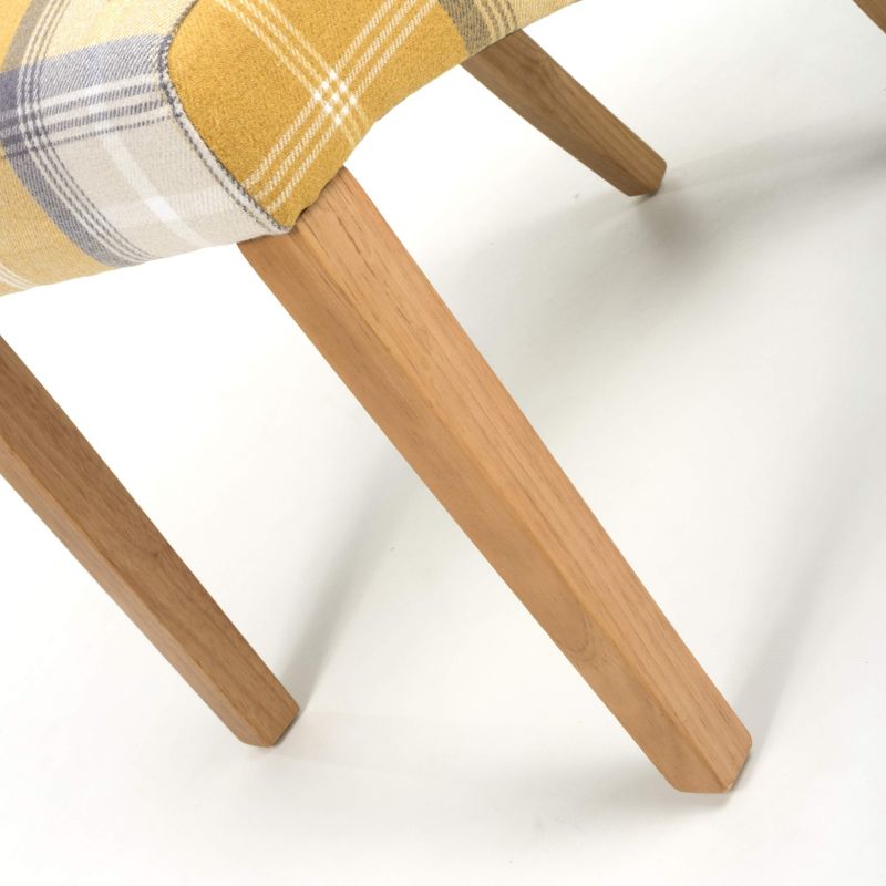 Karta Dining Chair Scroll Back Yellow Check, Set of 2