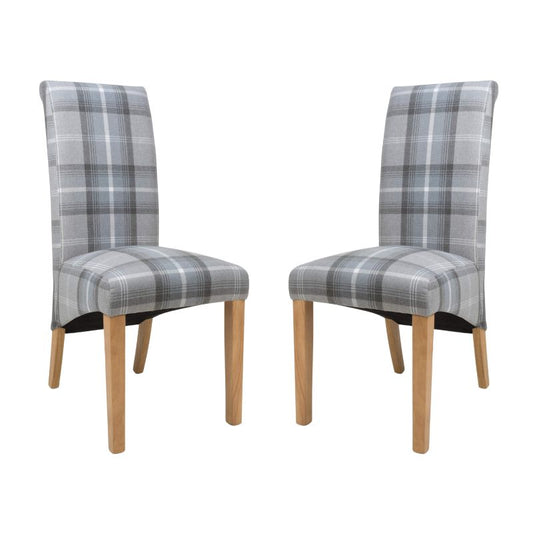 Karta Dining Chair Scroll Back Check, Set of 2 -