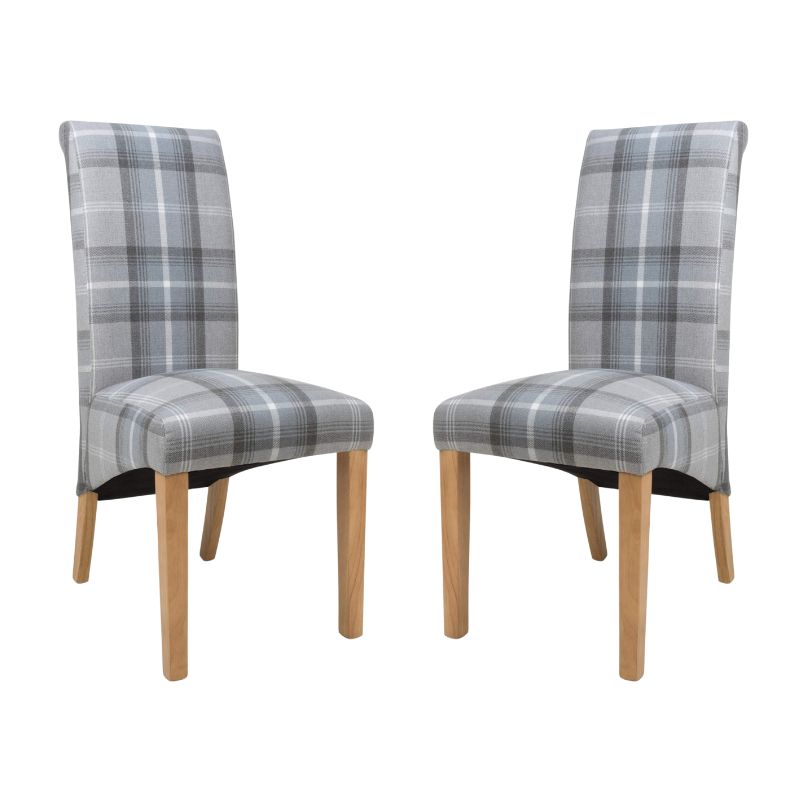 Karta Dining Chair Scroll Back Check, Set of 2 -