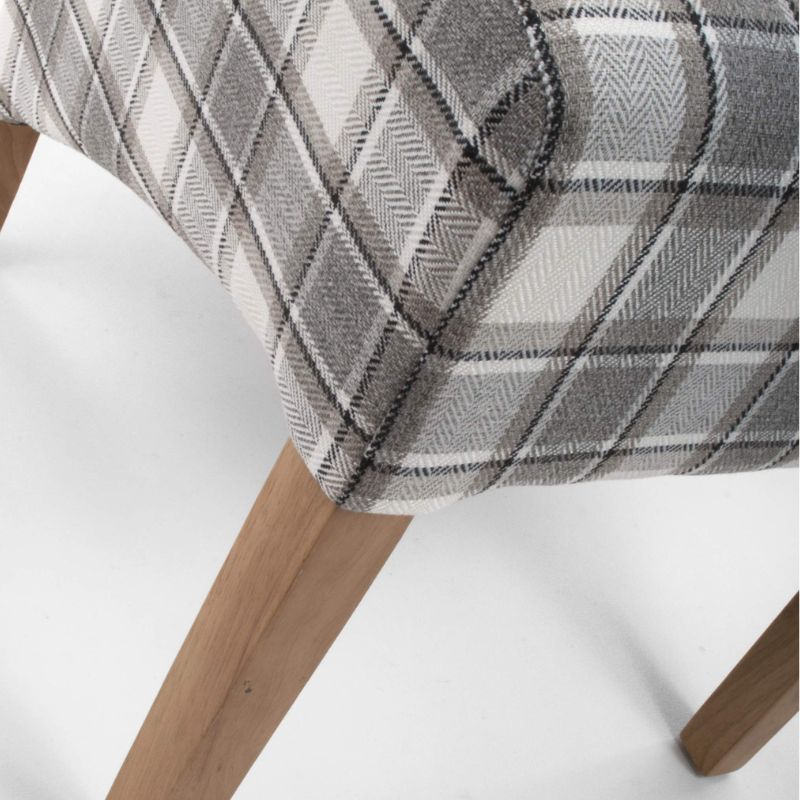 Krista Dining Chair Roll Back Herringbone Check Cappuccino, Set of 2