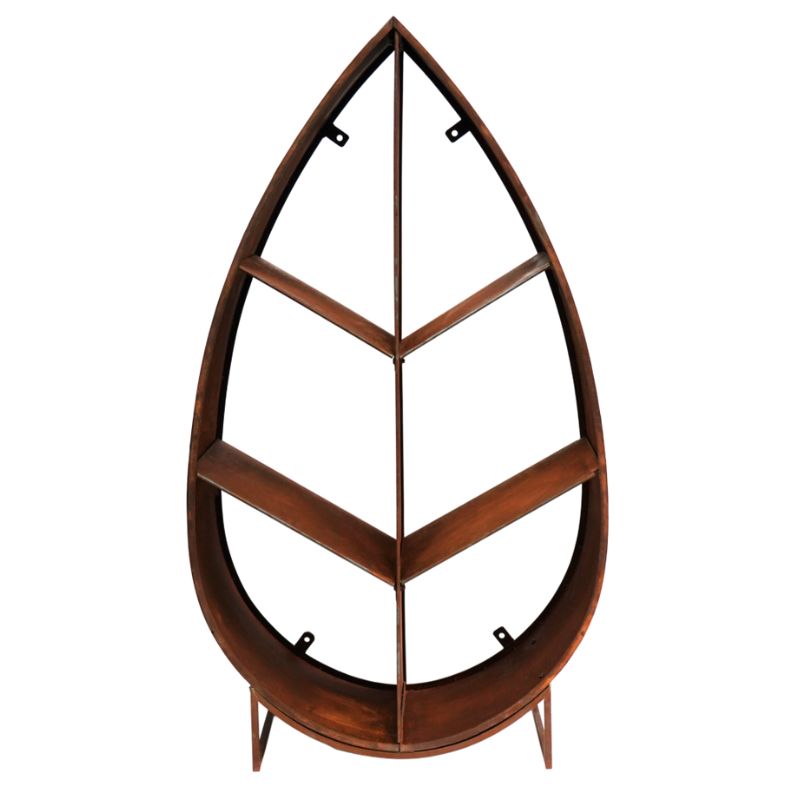 Leaf on Stand Sculptural Log Storage Natural Rust