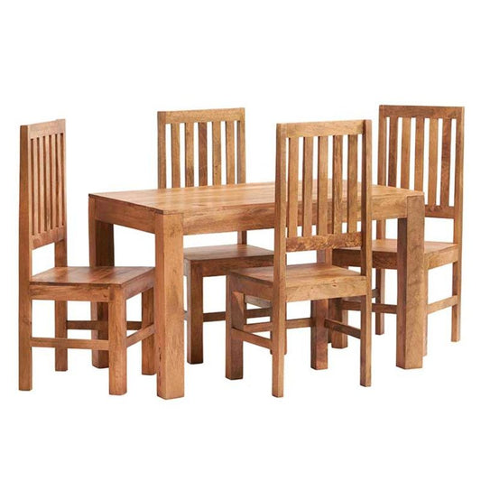 Light Mango 4 FT Dining Set With 4 Slatted Chairs