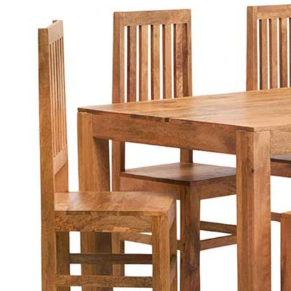 Light Mango 4 FT Dining Set With 4 Slatted Chairs