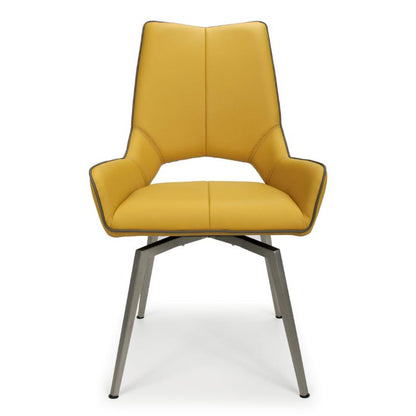Mako Dining Chair Swivel Leather Effect Yellow set of 2