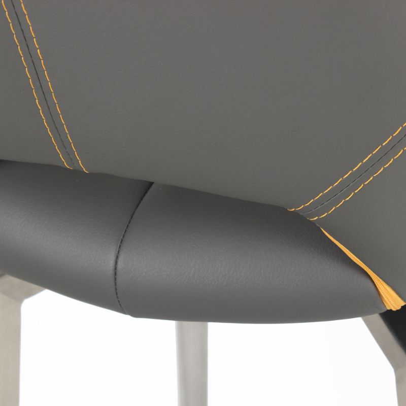 Mako Swivel Bar Stool Leather Effect Graphite Grey