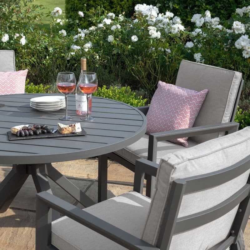 New York 4 Seat Round Aluminium Dining Set , Dove Grey