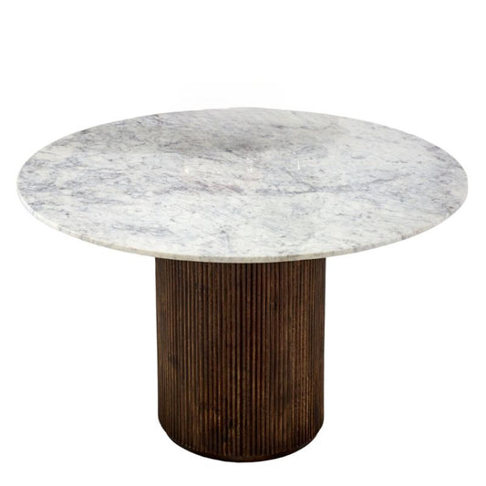 Opal Mango Wood & Marble Round Dining Table