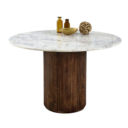Opal Mango Wood & Marble Round Dining Table