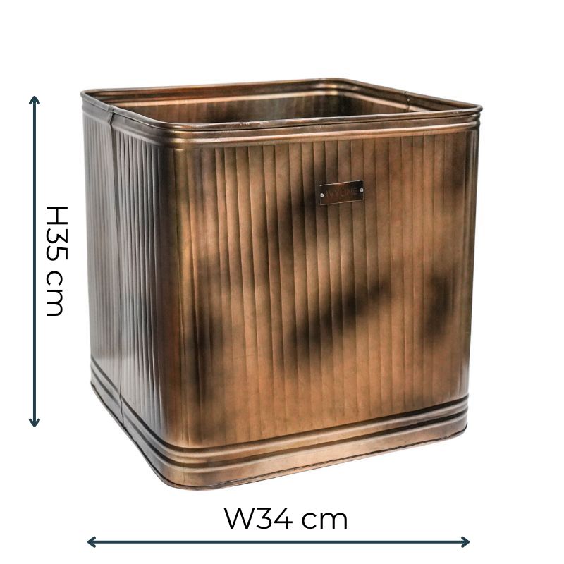Outdoor Hampton Square Copper Metal Planter