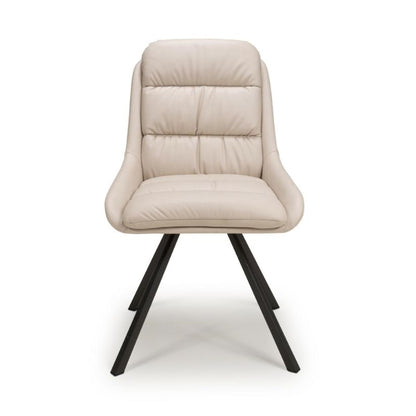 Arnhem Swivel Dining Chair Leather Effect Cream Set of 2 