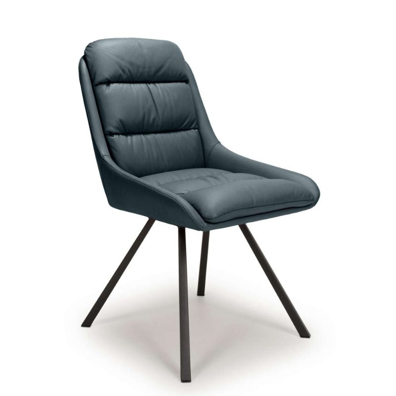 Arnhem Swivel Dining Chair Leather Effect Midnight Blue Set of 2