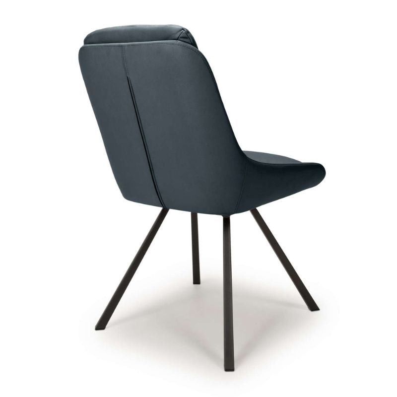 Arnhem Swivel Dining Chair Leather Effect Midnight Blue Set of 2