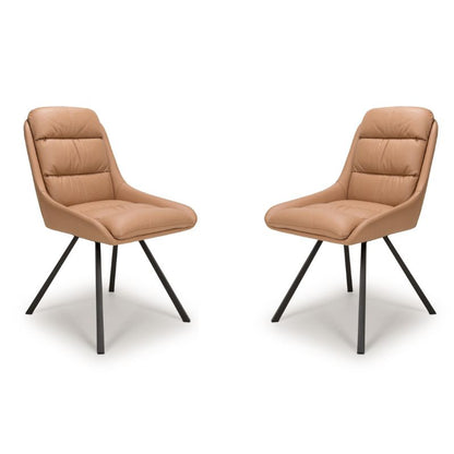 Arnhem Swivel Dining Chair Leather Effect Tan Set of 2