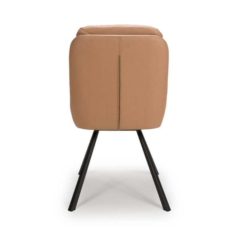 Arnhem Swivel Dining Chair Leather Effect Tan Set of 2