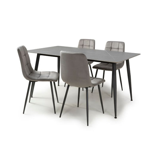 Monaco Dining Set 1.6m Grey Table & 4 Madison Grey Dining Chairs