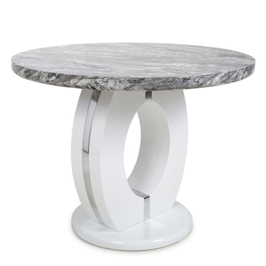 Neptune Dining Table Round Marble Effect Grey/White