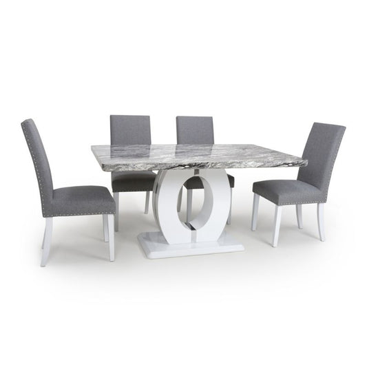 Neptune Medium Dining Set with 4 Randall Silver Grey Chairs