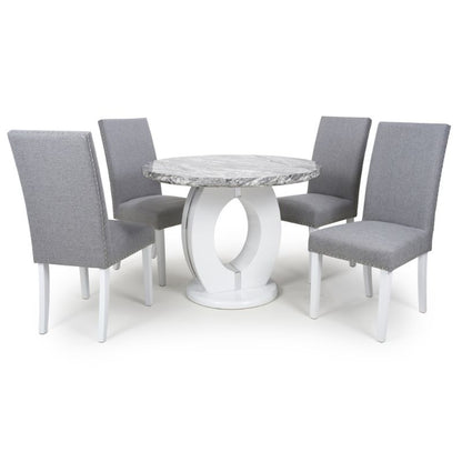 Neptune Round Dining Set with 4 Randall Silver Grey Dining Chairs