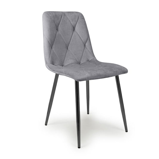 Vernon Dining Chairs Brushed Velvet Grey Set of 4