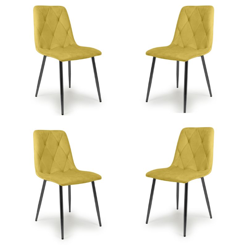 Vernon Dining Chairs Brushed Velvet Mustard Set of 4