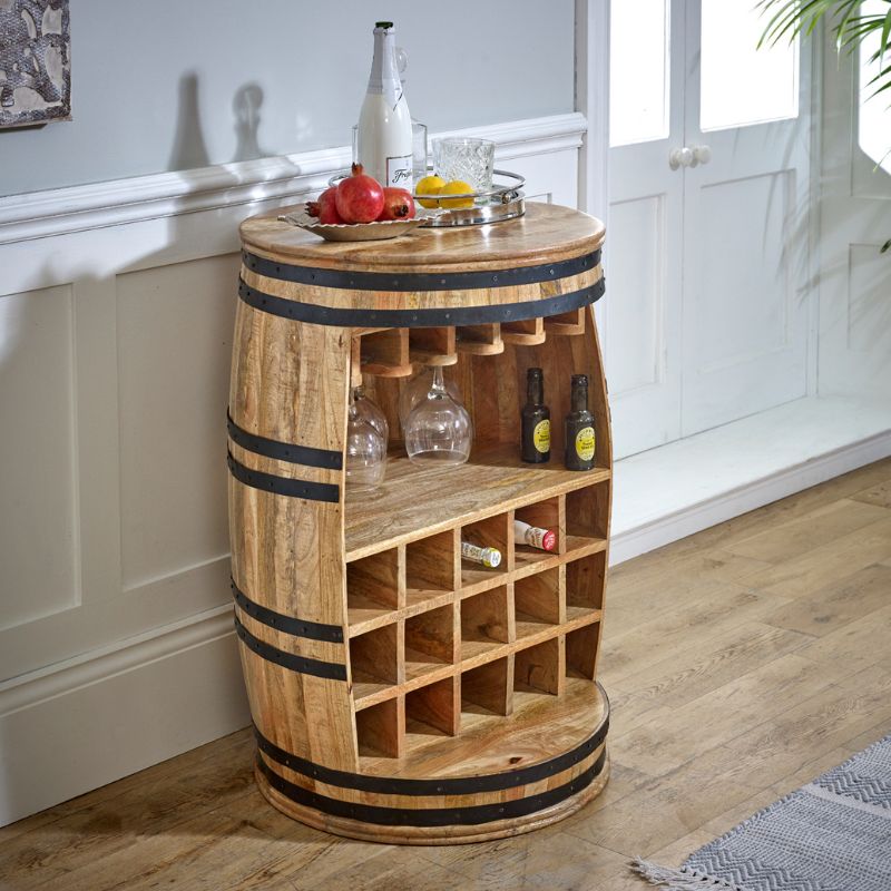 Surrey Solid Dark Wood Barrel Wine Sideboard