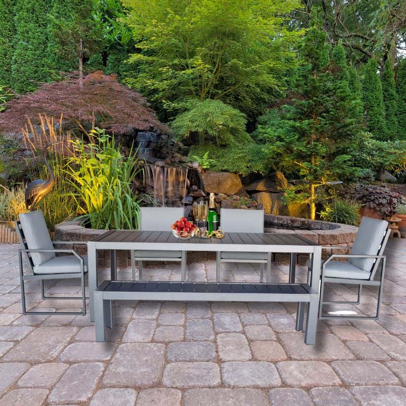 Alarna Dining Set in Grey Aluminium 