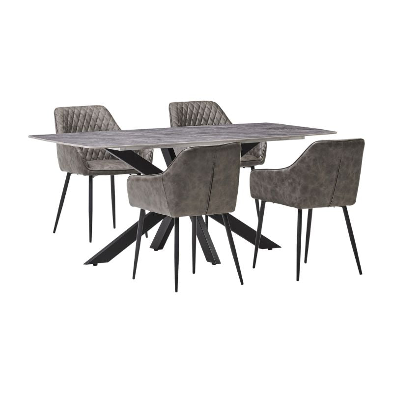 Boston Dining Table With Brooklyn Dining Chairs in Grey