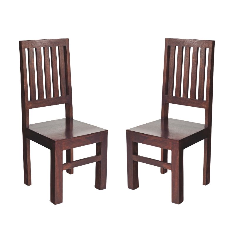 Dark Mango Slat Back Dining Chair Set of 2