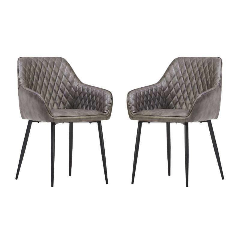 Grey Brooklyn Dining Chairs Faux Leather Set of 2