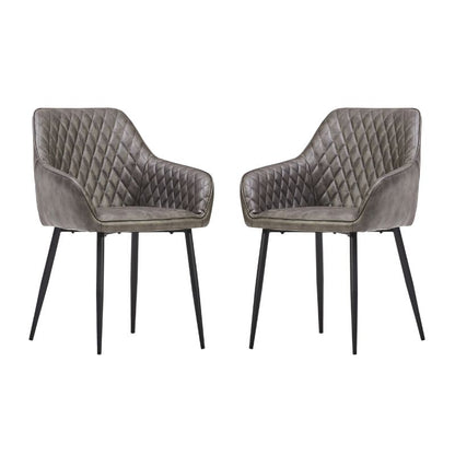 Grey Brooklyn Dining Chairs Faux Leather Set of 2