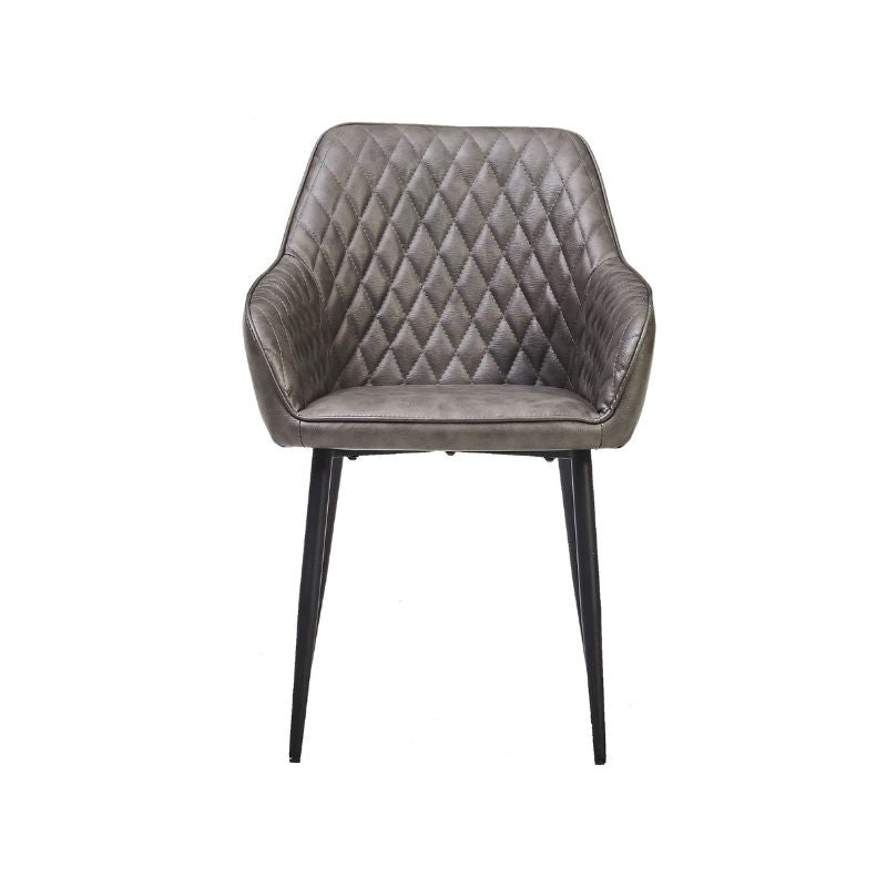 Grey Dining Chair Faux Leather Set of 2