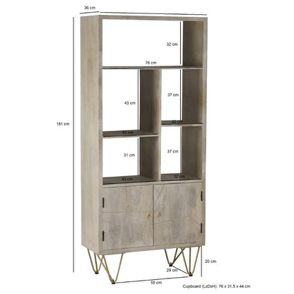 Light Gold Large Bookcase 2 Door