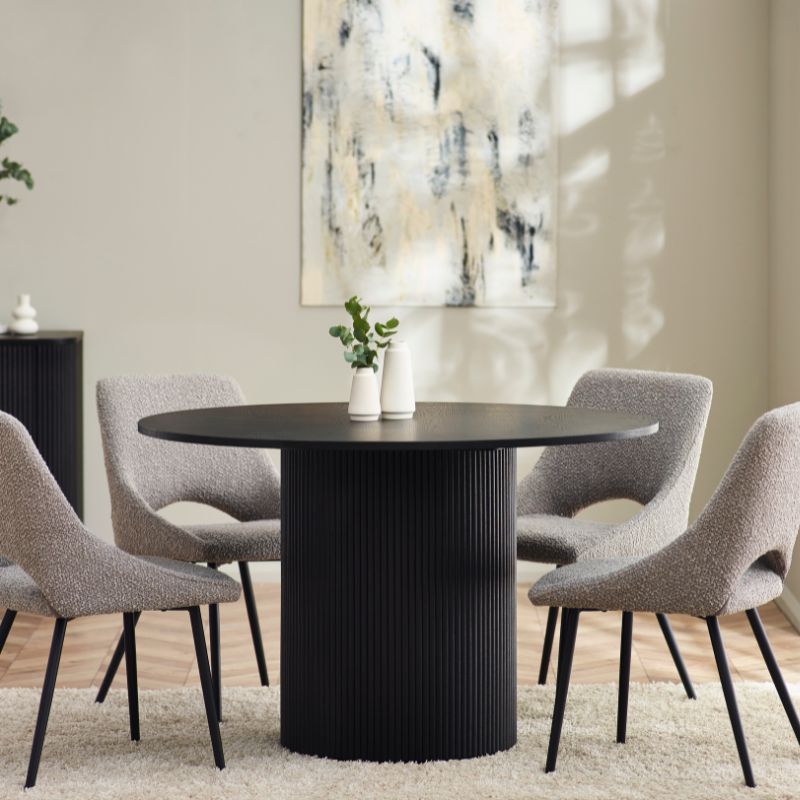 Louis Black Fluted Round Dining Table