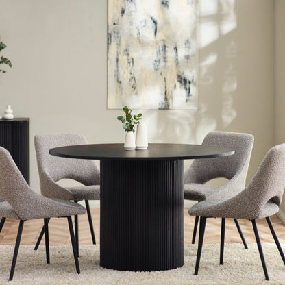 Louis Black Fluted Round Dining Table