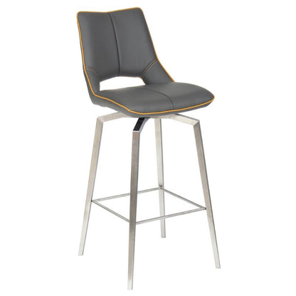 Mako Swivel Bar Stool Leather Effect Graphite Grey