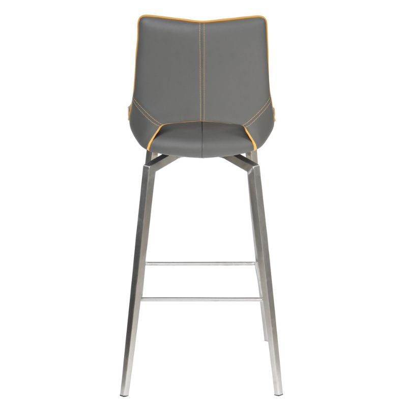 Mako Swivel Bar Stool Leather Effect Graphite Grey