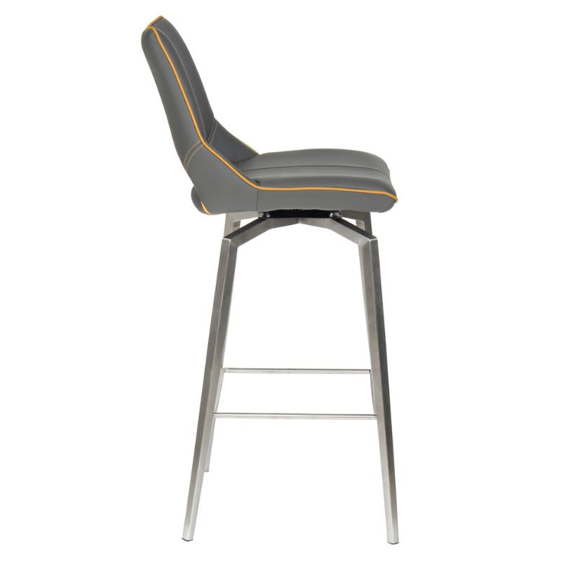 Mako Swivel Bar Stool Leather Effect Graphite Grey