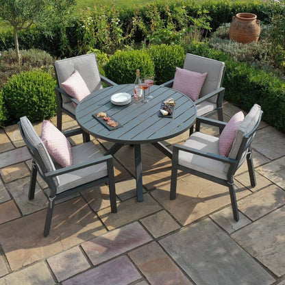New York 4 Seat Round Aluminium Dining Set , Dove Grey