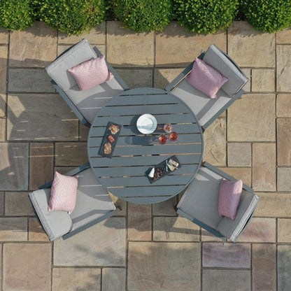 New York 4 Seat Round Aluminium Dining Set , Dove Grey