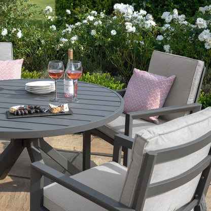 New York 4 Seat Round Aluminium Dining Set , Dove Grey